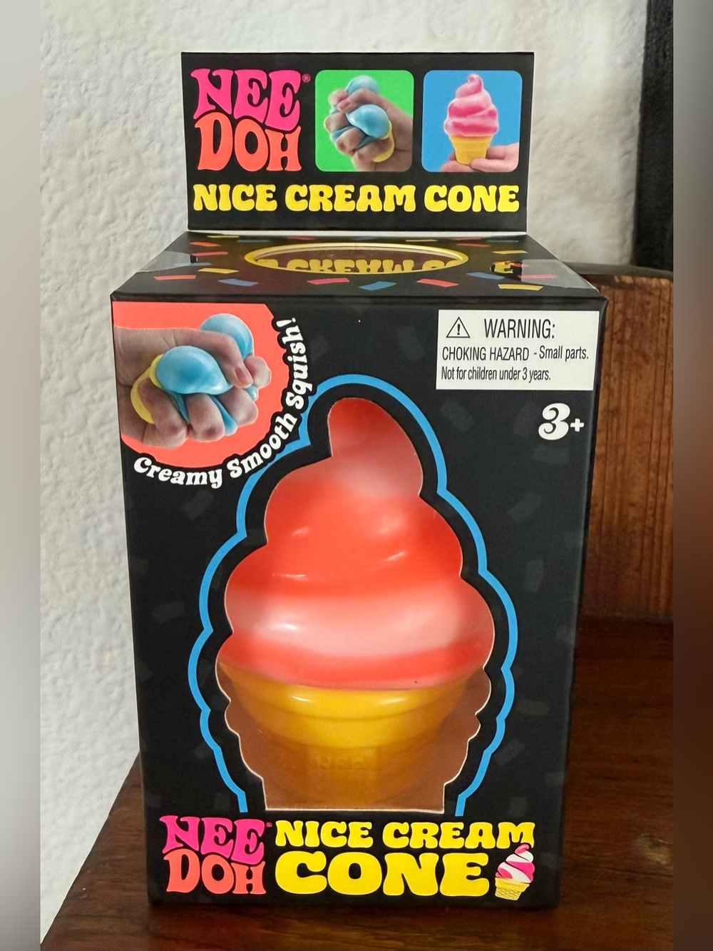 NeeDoh Nice Orange Ice Cream Cone Squish Toy Schylling Soft Fidget - NWT